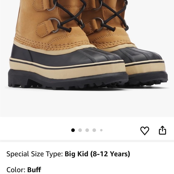 Sorel Kids Tan and Black Winter Boots Wool Caribou Size 1Y - Picture 9 of 9